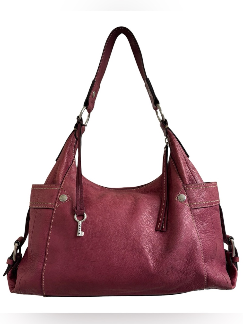 Fossil leather slouchy east-west satchel